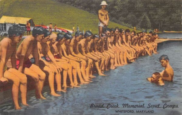Whiteford Maryland Memorial Scout Camps Broad Creek Swimming Postcard AA92413