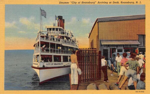 Keansburg New Jersey Steamer City of Keansburg at Dock Vintage Postcard AA92428