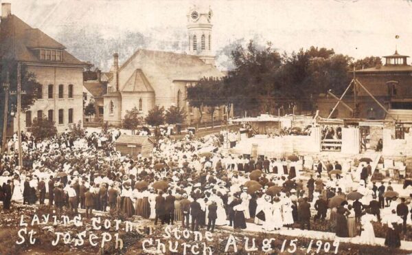 Fond du Lac Wisconsin St Joseph Church laying Corner Stone Real Photo PC AA92436