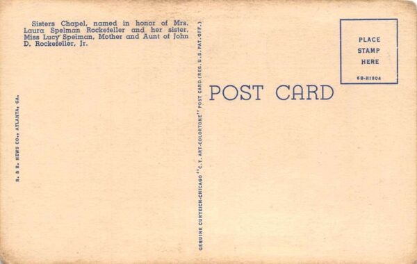 Atlanta Georgia Spelman College Sisters Chapel Vintage Postcard AA92445 - Image 2