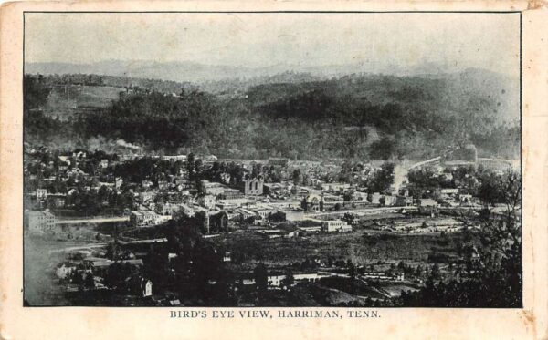 Harriman Tennessee Birds Eye View Vintage Postcard AA92456
