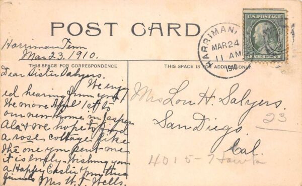 Harriman Tennessee Birds Eye View Vintage Postcard AA92456 - Image 2