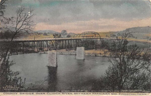 Harriman Tennessee County Bridge over Clinch River Vintage Postcard AA92483