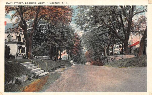 Kingston Rhode Island Main Street Looking West Vintage Postcard AA92489