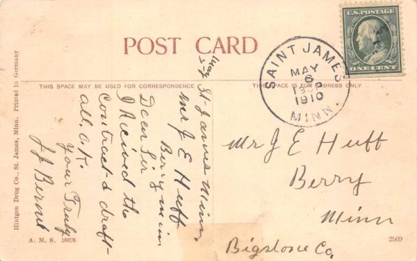 St James Minnesota St James Hospital and Sanitarium Vintage Postcard AA92500 - Image 2
