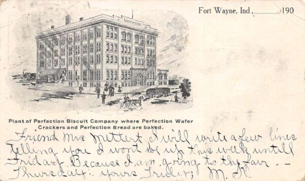 Fort Wayne Indiana Perfection Biscuit Co Plant Factory Vintage Postcard AA92528