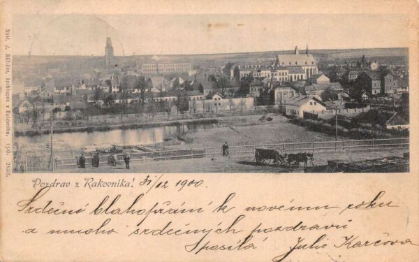 Rakovnika Czech Republic Austria Hungry Birds Eye View Vintage Postcard AA92552