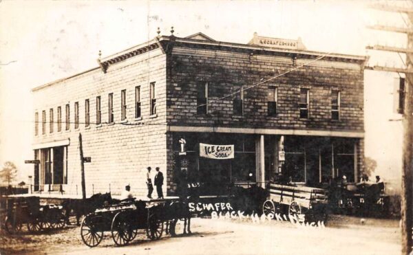Hopkins Michigan Schafer Black Ice Cream Soda Real Photo Postcard AA92554