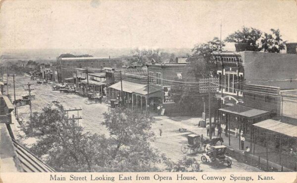 Conway Springs Kansas Main Street East from Opera House Vintage Postcard AA92557