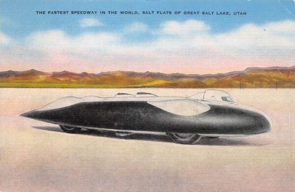 Great Salt Lake Utah Salt Flats Racecar Vintage Postcard AA92621
