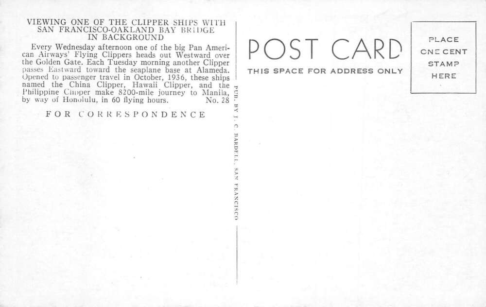 San Francisco California Airplane Flying over Oakland Bay Bridge PC AA92629 - Image 2