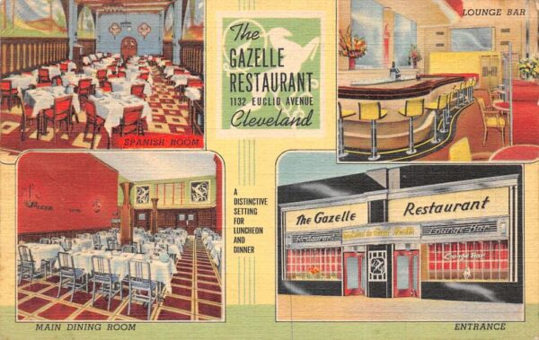 Cleveland Ohio The Gazelle Restaurant and Lounge Vintage Postcard AA92633