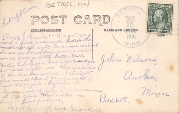 Bethel Minnesota School and Children Real Photo Vintage Postcard AA92984 - Image 2