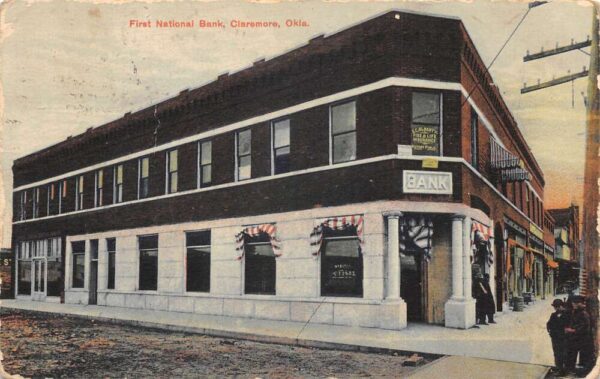 Claremore Oklahoma First National Bank Vintage Postcard AA92994