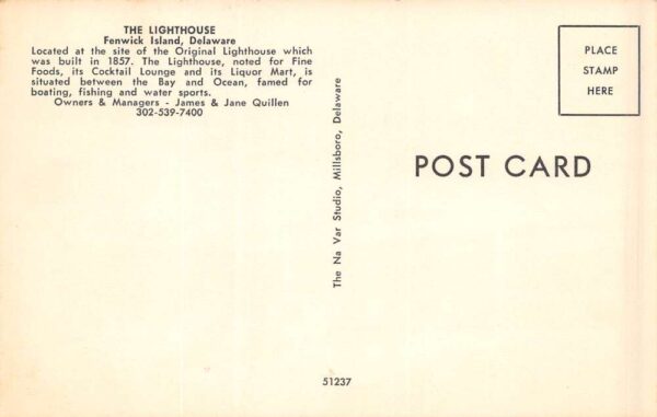Fenwick Island Delaware The Lighthouse, Chrome, Vintage Postcard U21867 - Image 2