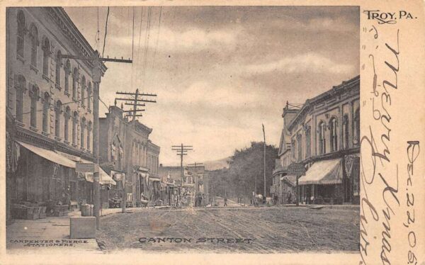 Troy Pennsylvania Canton Street, Undivided Back, Vintage Postcard U21901