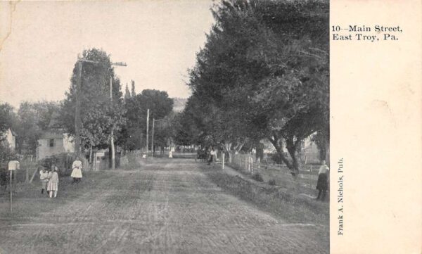 East Troy Pennsylvania Main Street, B/W Lithograph, Vintage Postcard U21921