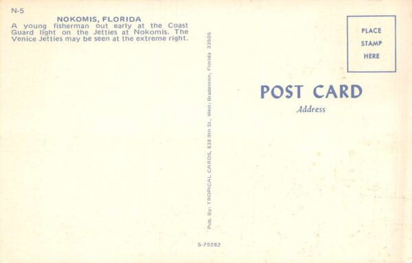 Nokomis Florida Fisherman At The Coast Guard Light, Vintage Postcard U21943 - Image 2