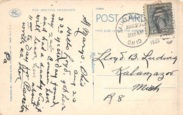 St. Mary's Ohio Canal Feeder At Lake St. Mary's, White Border, Postcard U21944 - Image 2