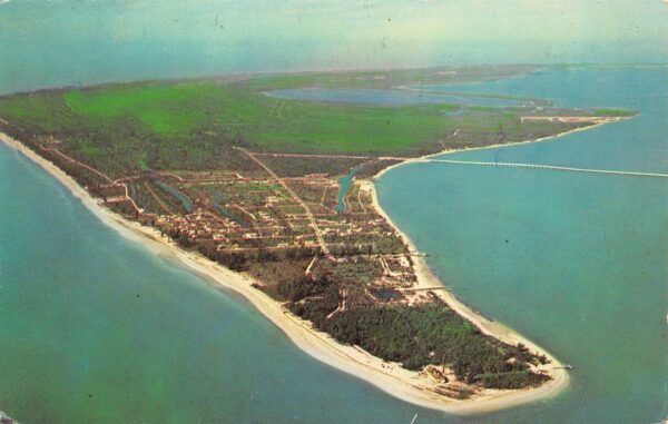 Sanibel Island Florida Aerial View, Chrome, Vintage Postcard U22669