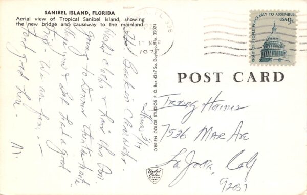 Sanibel Island Florida Aerial View, Chrome, Vintage Postcard U22669 - Image 2