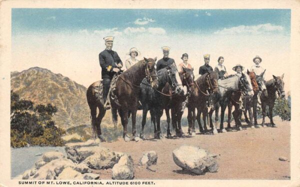 Mt Lowe California Horse Riding on Summit Vintage Postcard AA98871