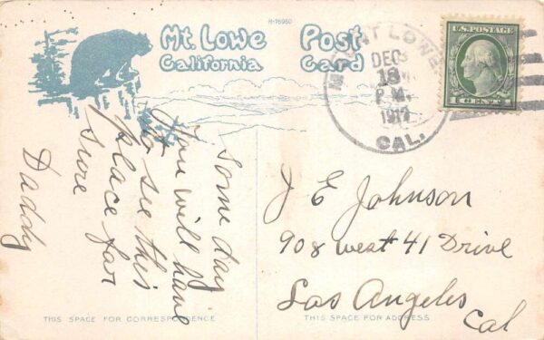 Mt Lowe California Horse Riding on Summit Vintage Postcard AA98871 - Image 2