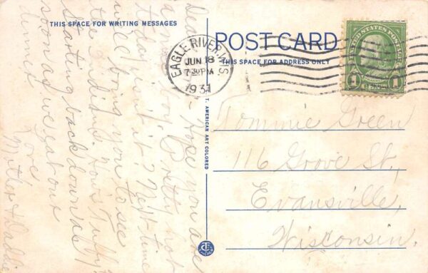 Eagle River Wisconsin Native American Indian Children Vintage Postcard AA98873 - Image 2