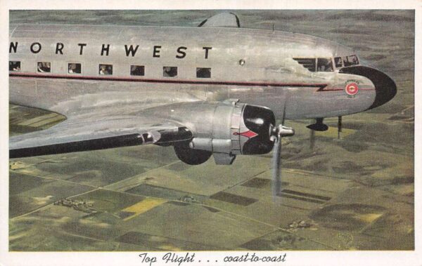Northwest Airlines Airplane in Flight Vintage Postcard AA98883