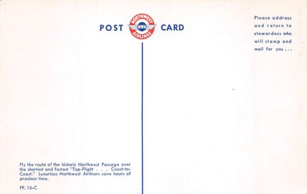 Northwest Airlines Airplane in Flight Vintage Postcard AA98883 - Image 2