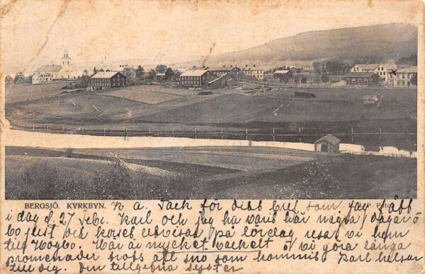 Bergsjo Sweden Krykbyn Church Scenic View Vintage Postcard AA98897