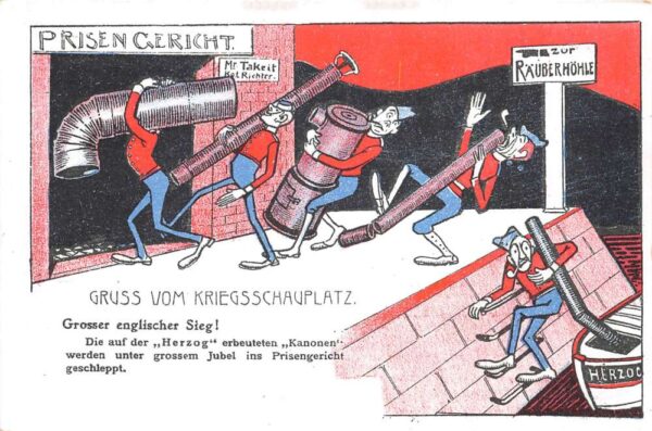 Boer War German Political Cartoon Anti British Robbers Cave Postcard AA98901