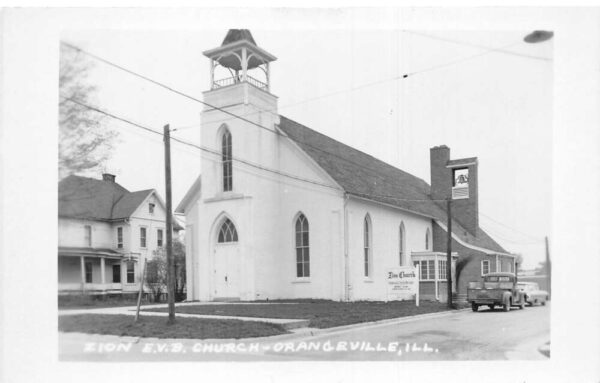 Orangeville Illinois Zion EVB Church Real Photo Vintage Postcard AA99100