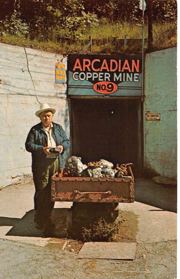 Hancock Michigan Arcadian Copper Mine Tours President Walitalo Postcard AA99122