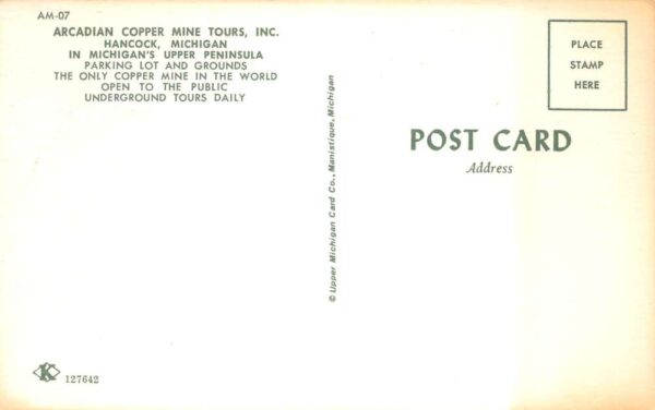 Hancock Michigan Arcadian Copper Mine Tours Parking Lot Vintage Postcard AA99123 - Image 2