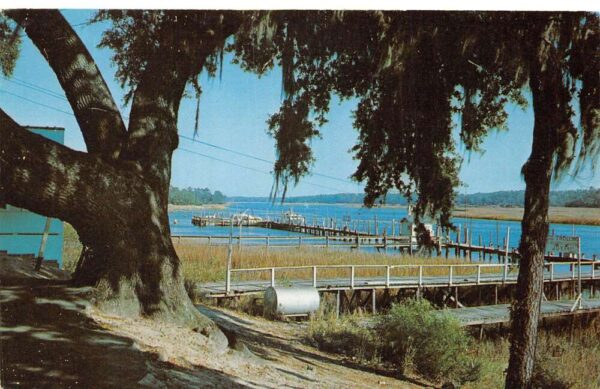 Little River South Carolina Charter Boat Tours Pier and Docks Postcard AA99124