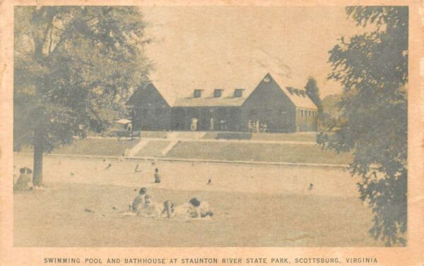 Scottsburg Virginia Staunton River Park Swimming Pool Bathhouse Postcard AA99130