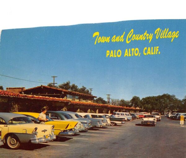 Palo Alto California Town and Country Village Parking Lot Postcard AA99133