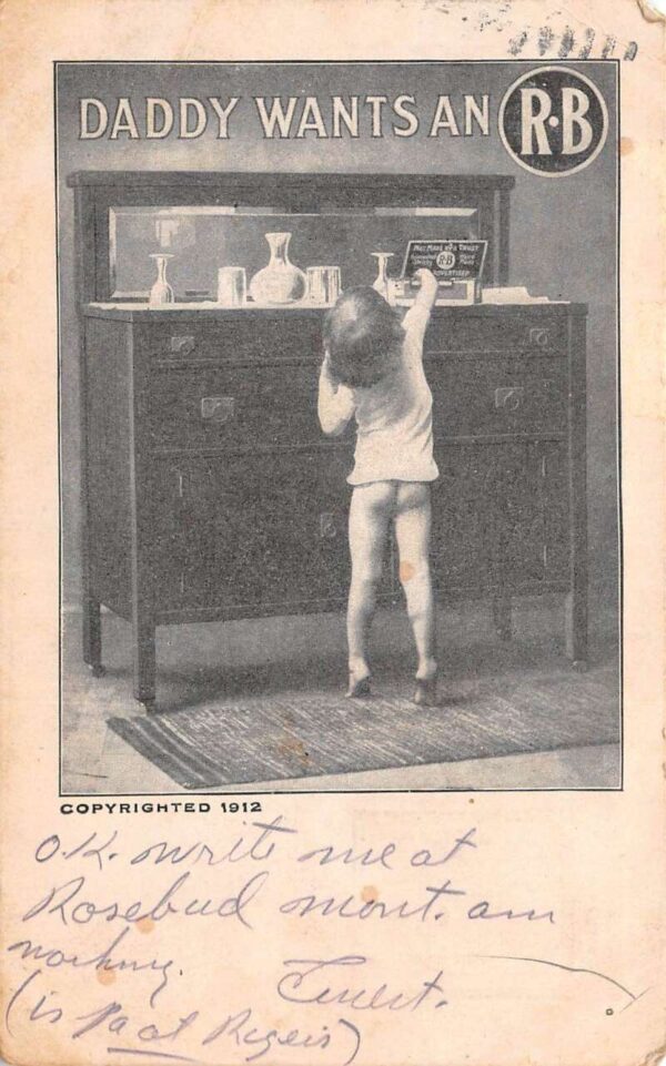 RB Cigars Advertising Baby Reaching for Cigar "Daddy Wants an RB" PC AA99148