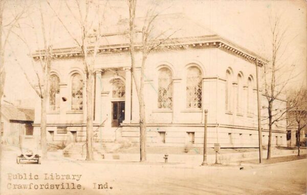 Crawfordsville Indiana Public Library Real Photo Vintage Postcard AA99161