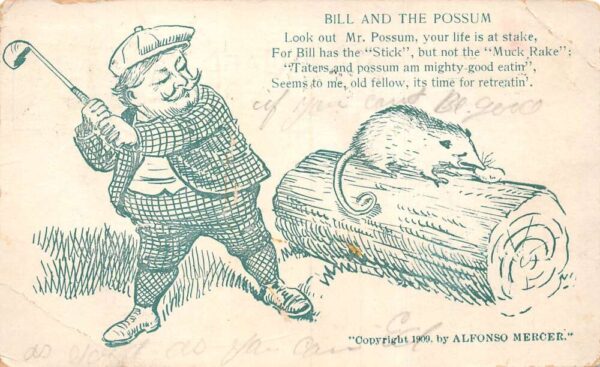 Bill and the Possum President Taft Golf Club Vintage Postcard AA99169