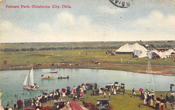 Oklahoma City Oklahoma Putnam Park Festival Boats in Lake Scenic View PC AA99179