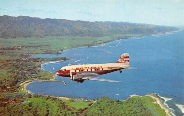 Hawaiian Airlines Royal Fleet Douglas Airplane Vintage Postcard AA99192