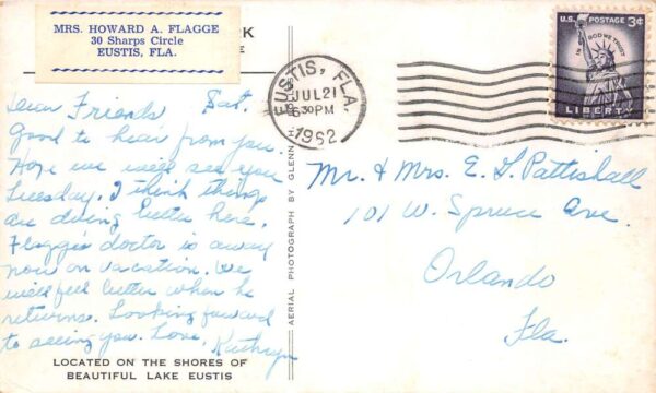 Eustis Florida Trailer Park Aerial View Vintage Postcard AA99193 - Image 2