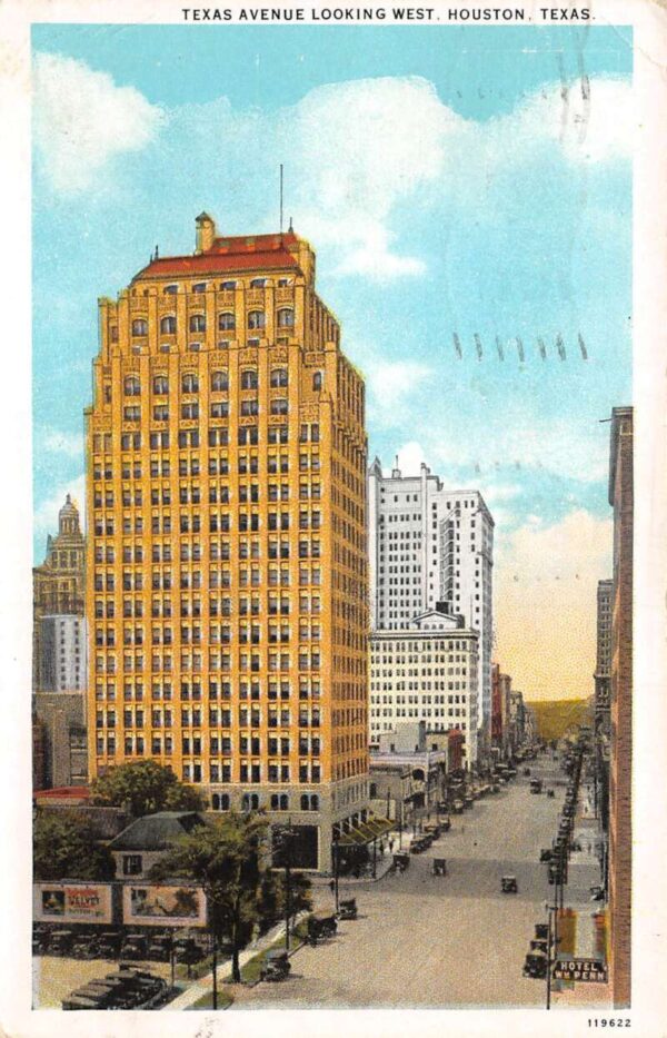 Houston Texas Texas Avenue Looking West Vintage Postcard AA99194