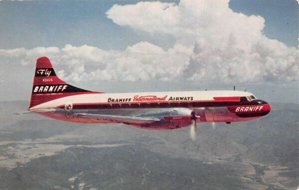 Braniff International Airways Super Convair 340 Airplane Postcard AA99197