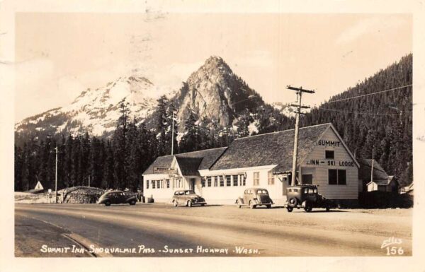 Snoqualmie Pass Washington Summit Inn Sunset Highway Real Photo Postcard AA99202