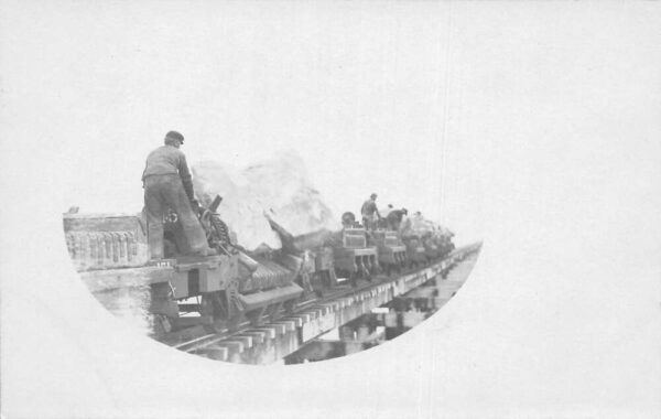 Miners Hauling Rocks on Mining Carts Real Photo Vintage Postcard AA99205