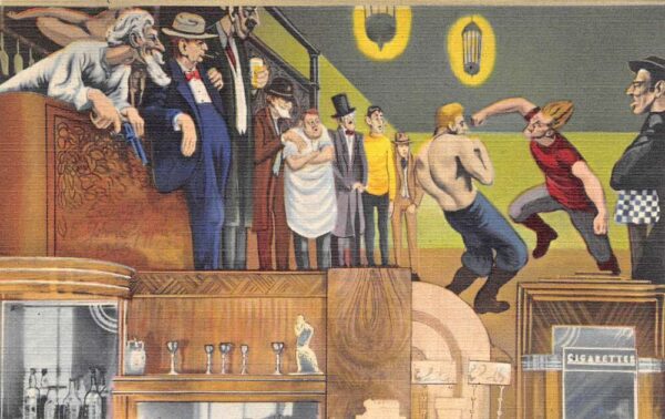 Stevens Point Wisconsin Hotel Whiting Tap Room Bar Mural Postcard AA99215