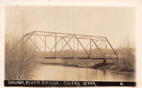 Colfax Iowa Shunk River Bridge Real Photo Vintage Postcard AA99217